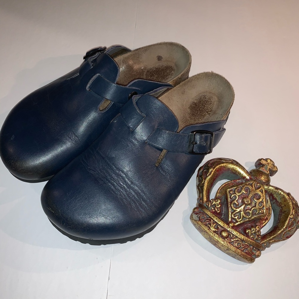 BIRKENSTOCK Boston Navy Leather Slip On